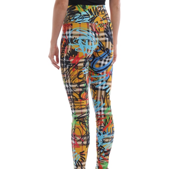 Burberry Graffiti Print Check Jersey Leggings - Picture 6 of 7